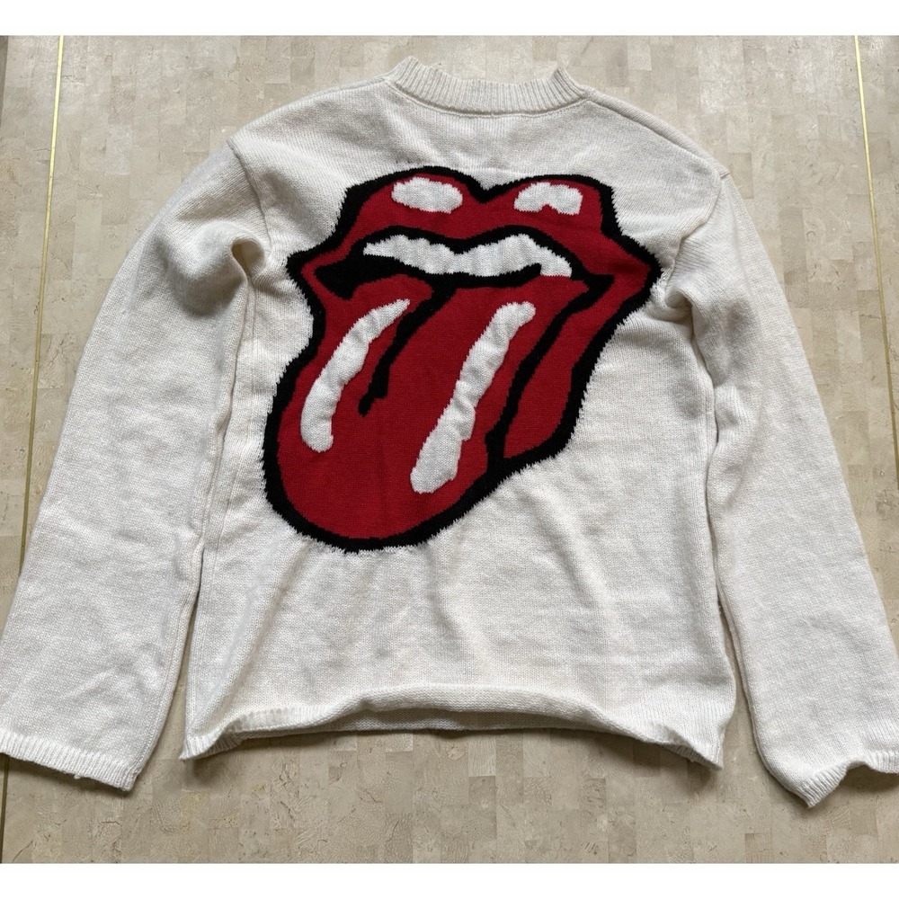 Rolling Stones Knit Sweater  Ivory Longsleeve Comme‎ De Garçons Style Medium?